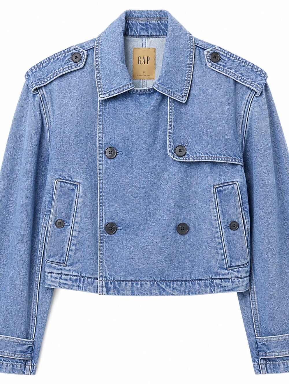GAP Ultra Soft Denim Trench Jacket Light Blue Size XXL